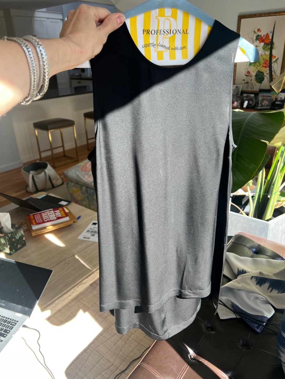 Theory Silk Black Sleeveless Tunic Top….longer in back